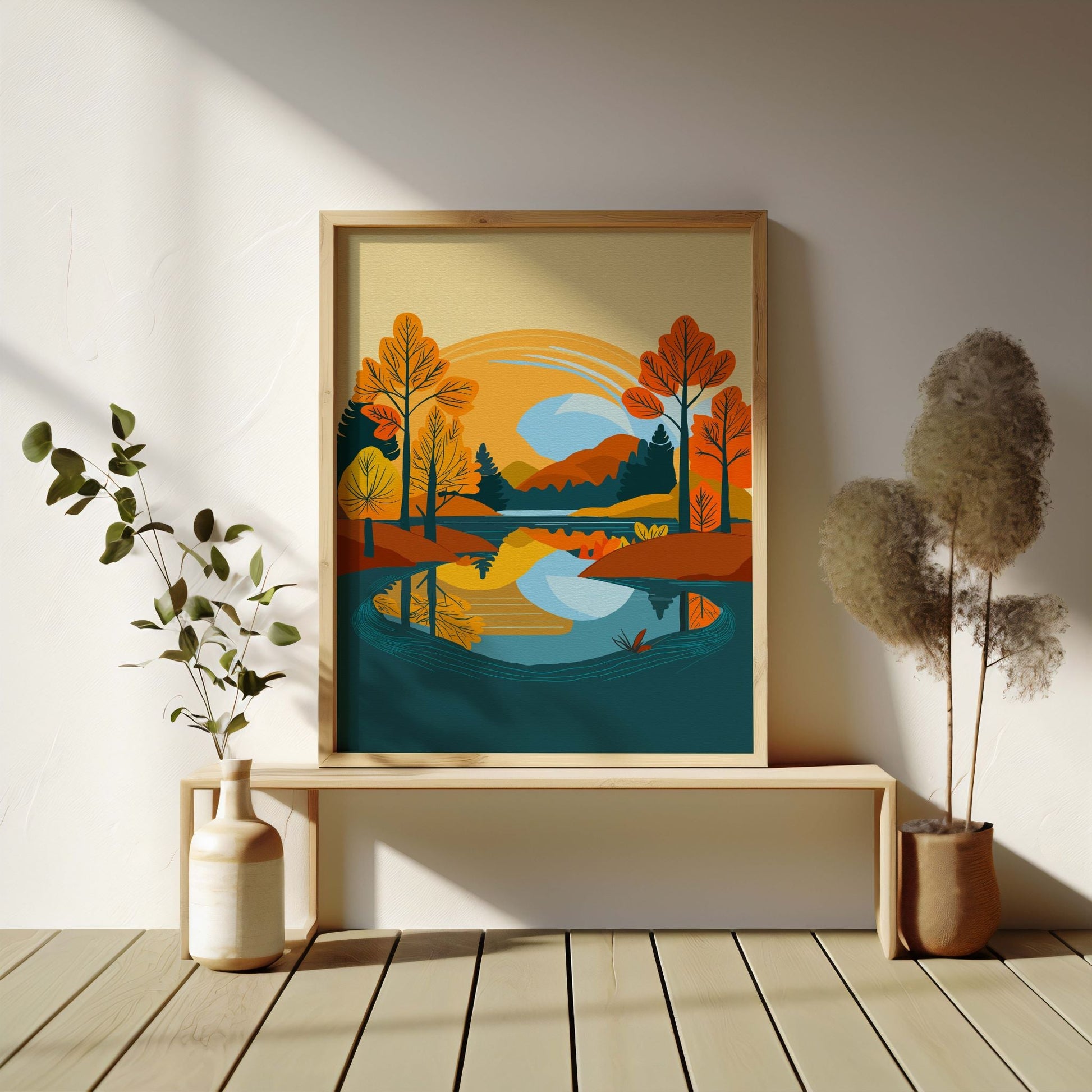 Autumn Lake Wall Art Print - Chris Can Draw