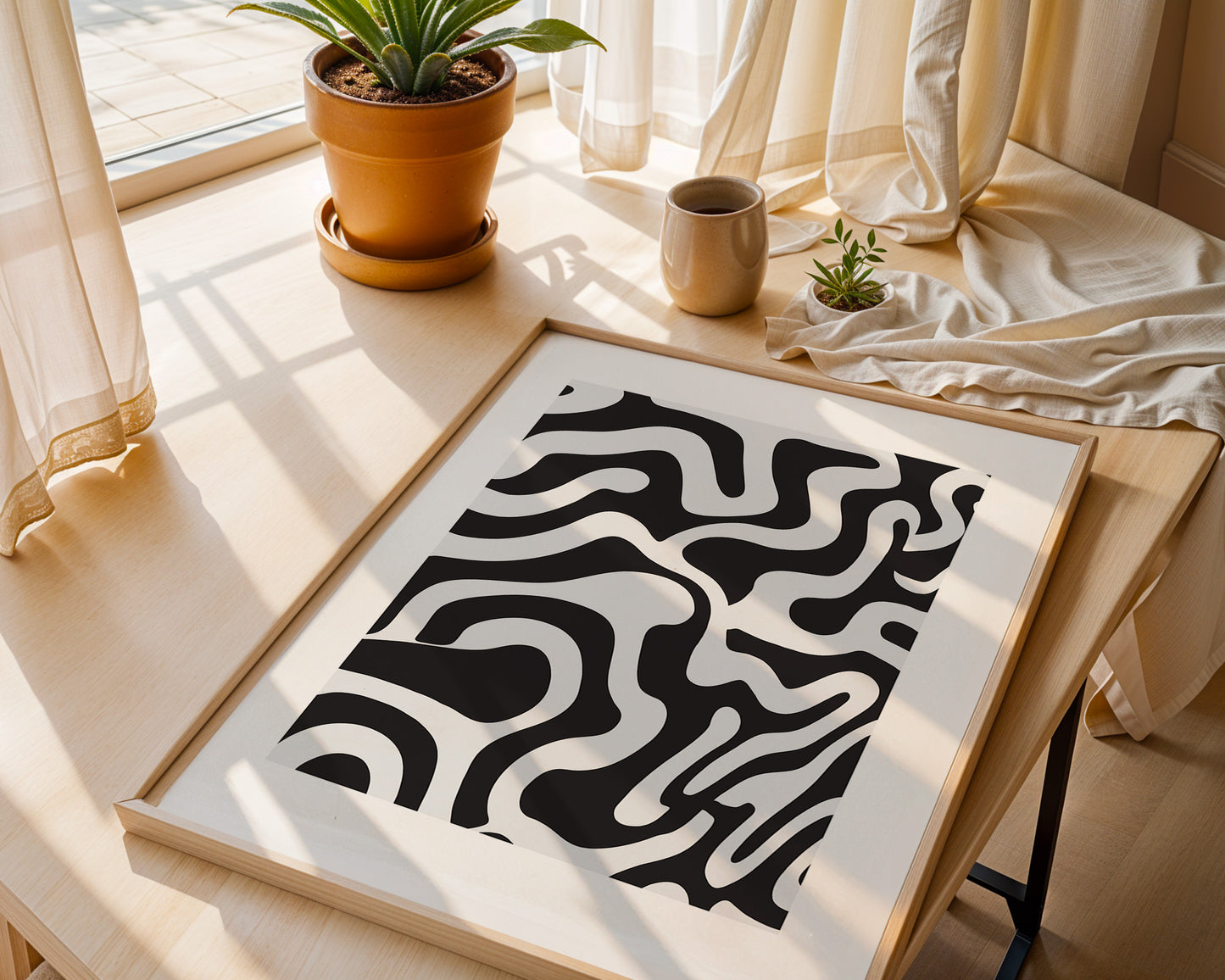 'Black Swirls' Art Print