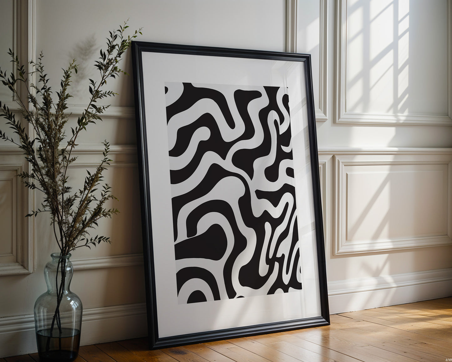 'Black Swirls' Art Print