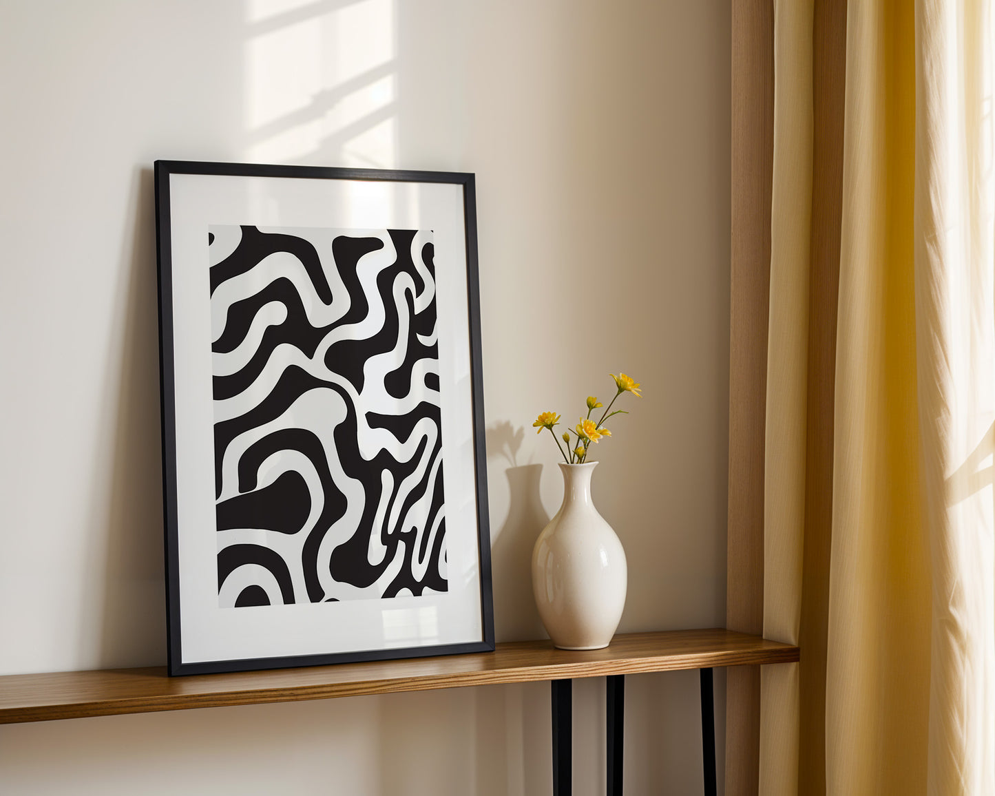 'Black Swirls' Art Print