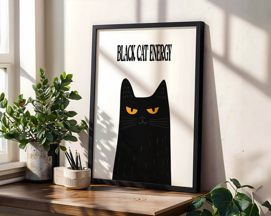 "Black Cat Energy" Art Print