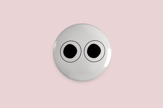 Cartoon Eyes Button Pin - Chris Can Draw