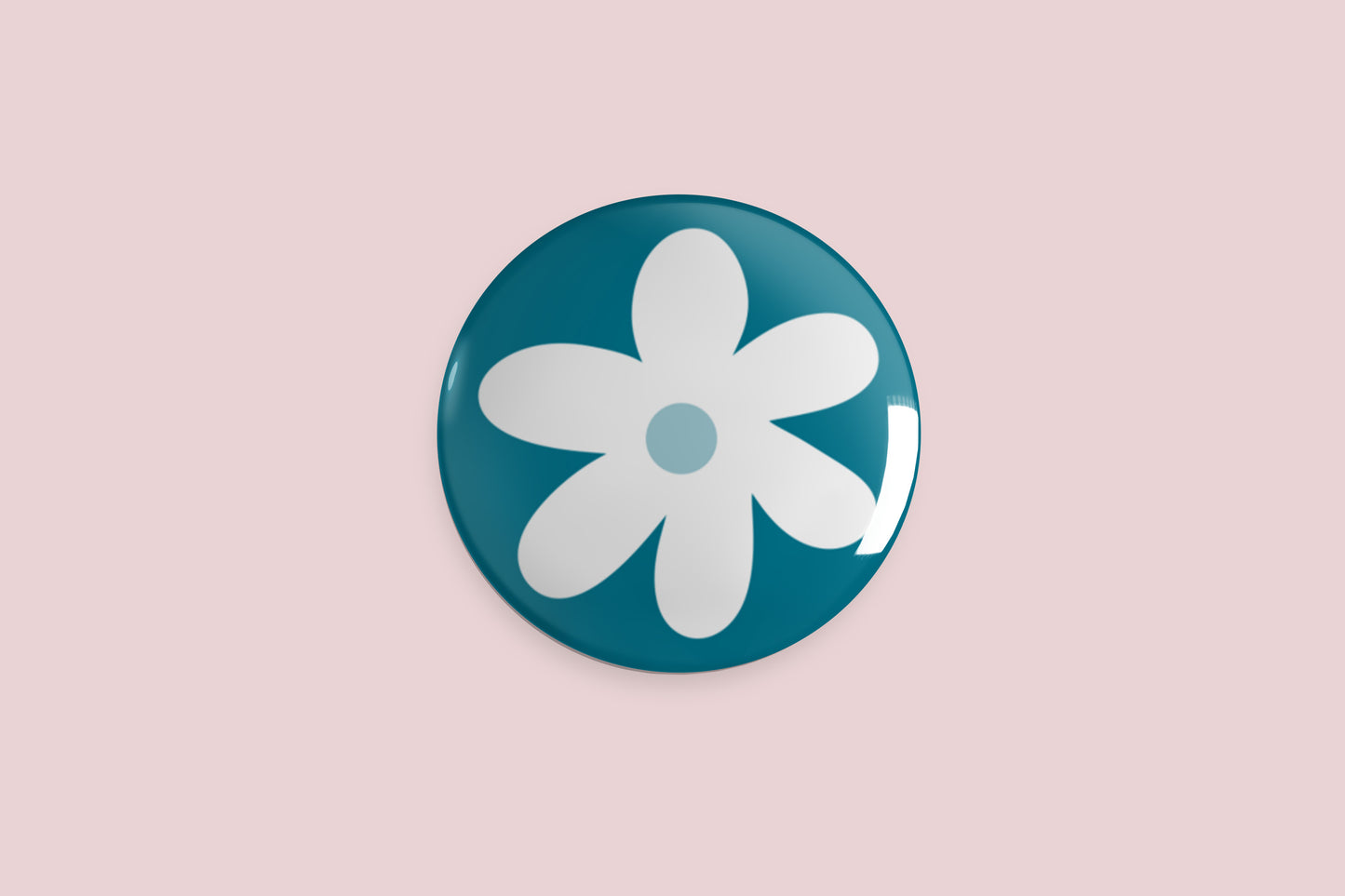 Flower Blue Button Pin - Chris Can Draw