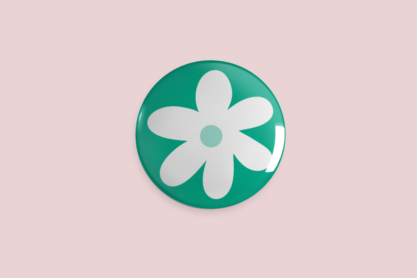 Flower Green Button Pin - Chris Can Draw