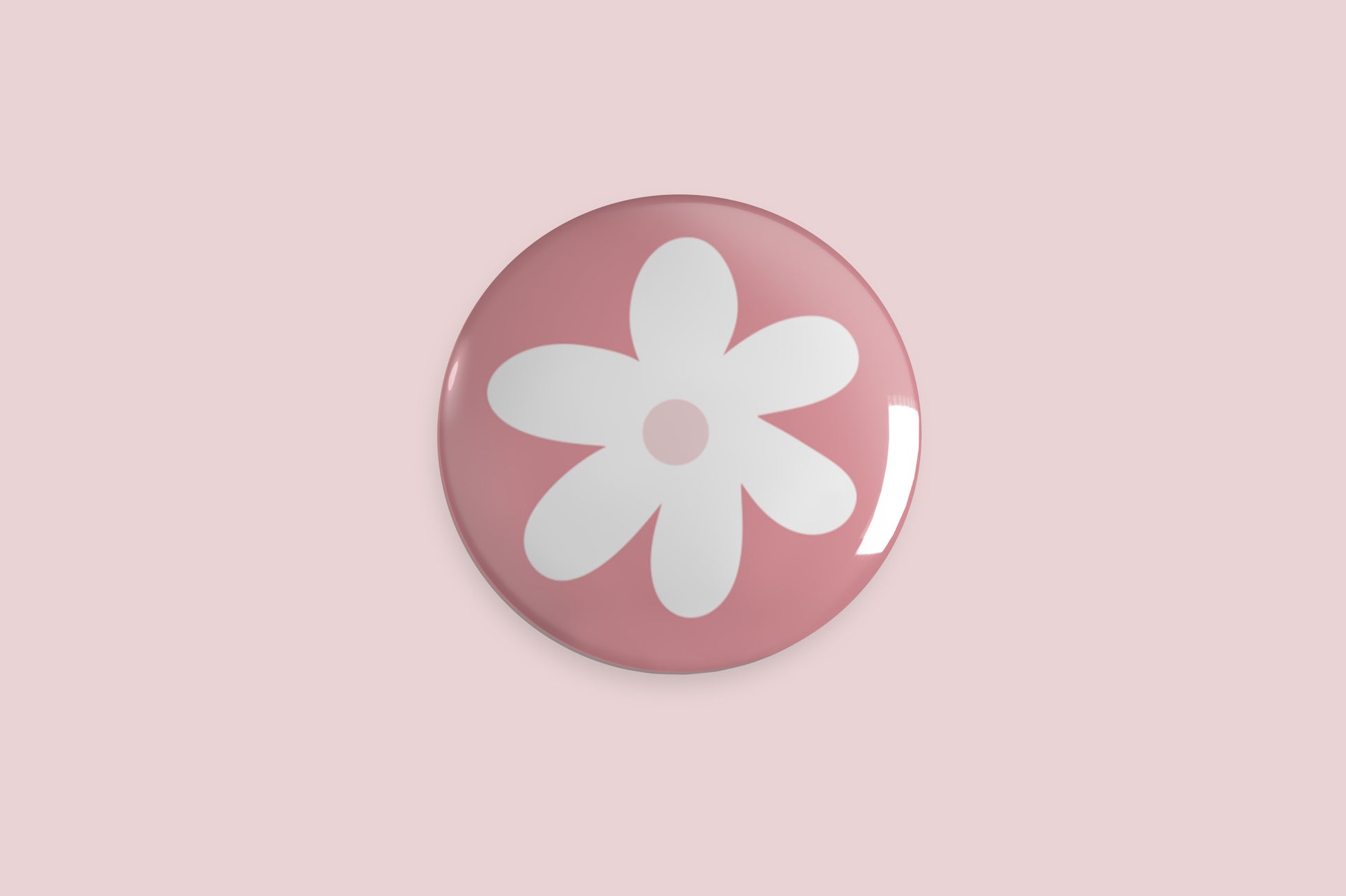 Flower Pink Button Pin - Chris Can Draw