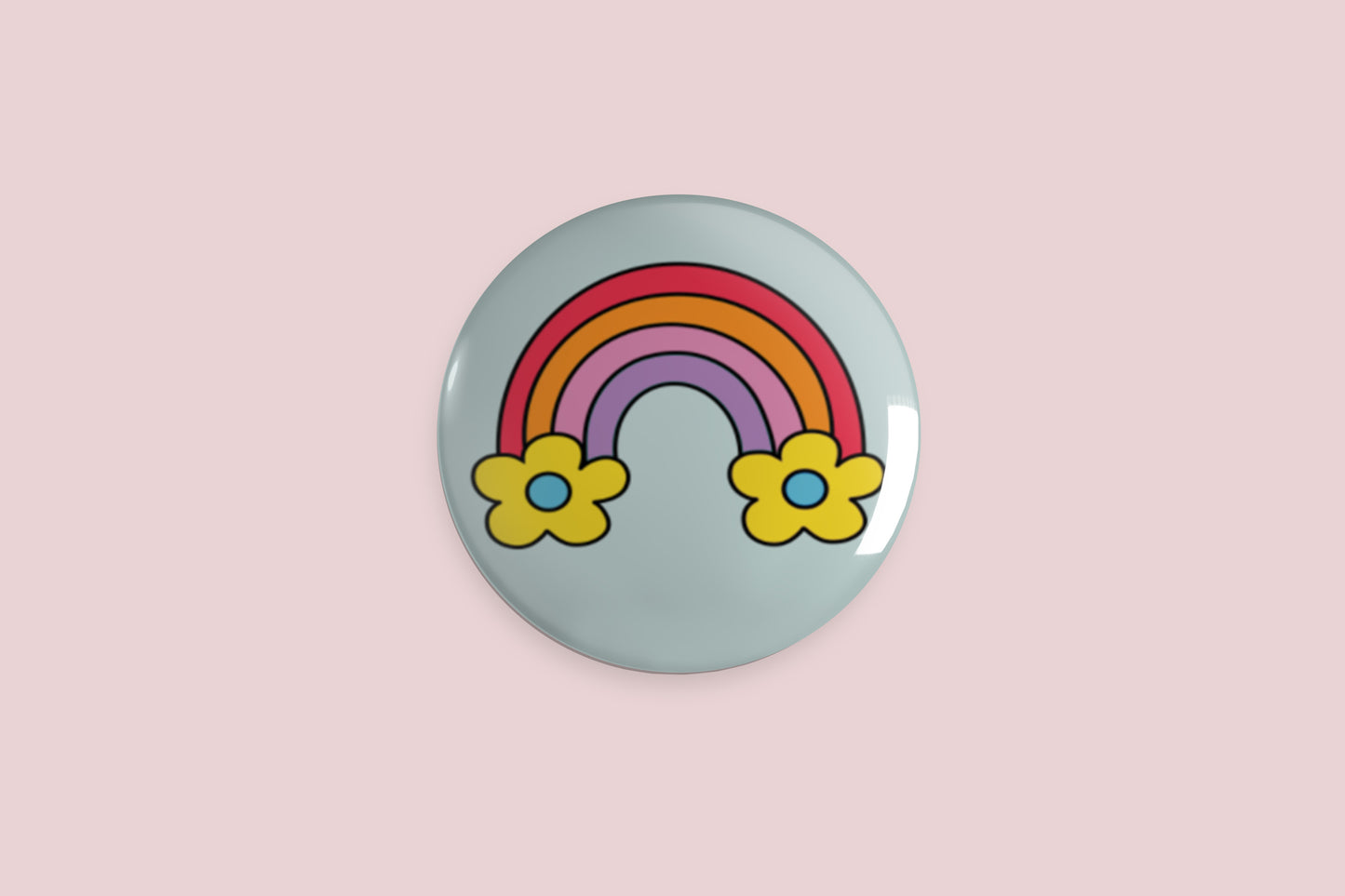 Flower Rainbow Button Pin - Chris Can Draw