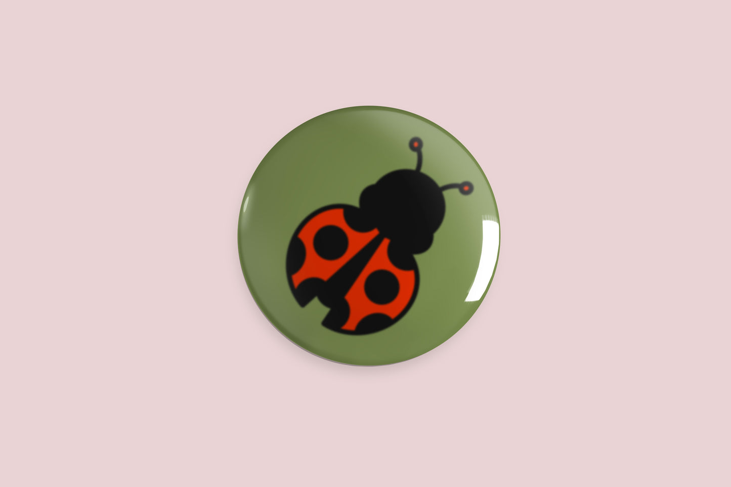 Lady Bug Button Pin - Chris Can Draw