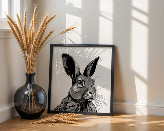 "The Watchful Hare" Art Print