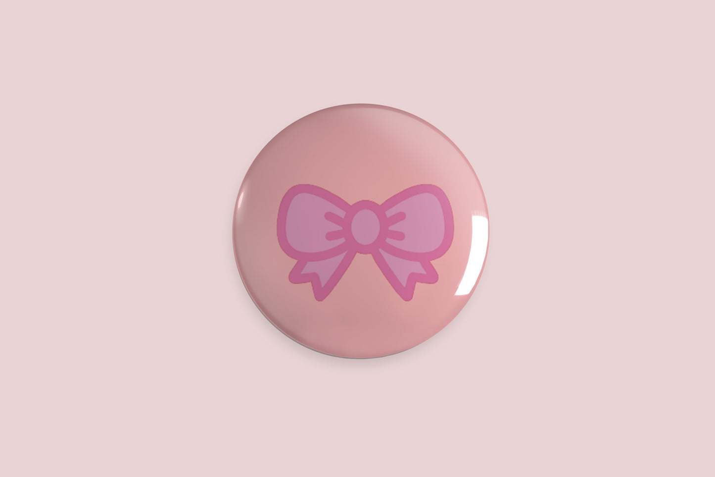 Pink Bow Button Pin - Chris Can Draw