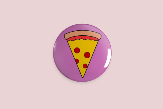 Pizza Slice Button Pin - Chris Can Draw