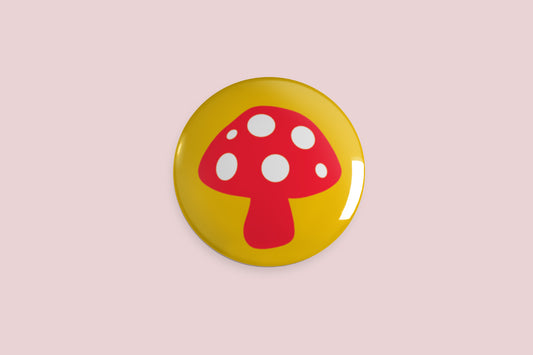 Mushroom Button Pin - Chris Can Draw