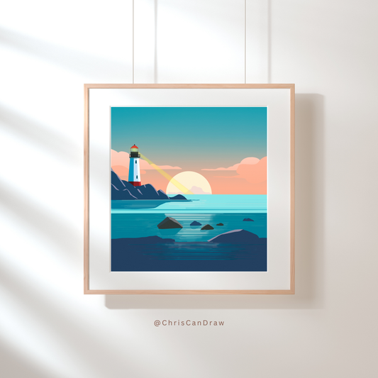 Seaside Sunset - Limited Edition Print - Chris Can Draw