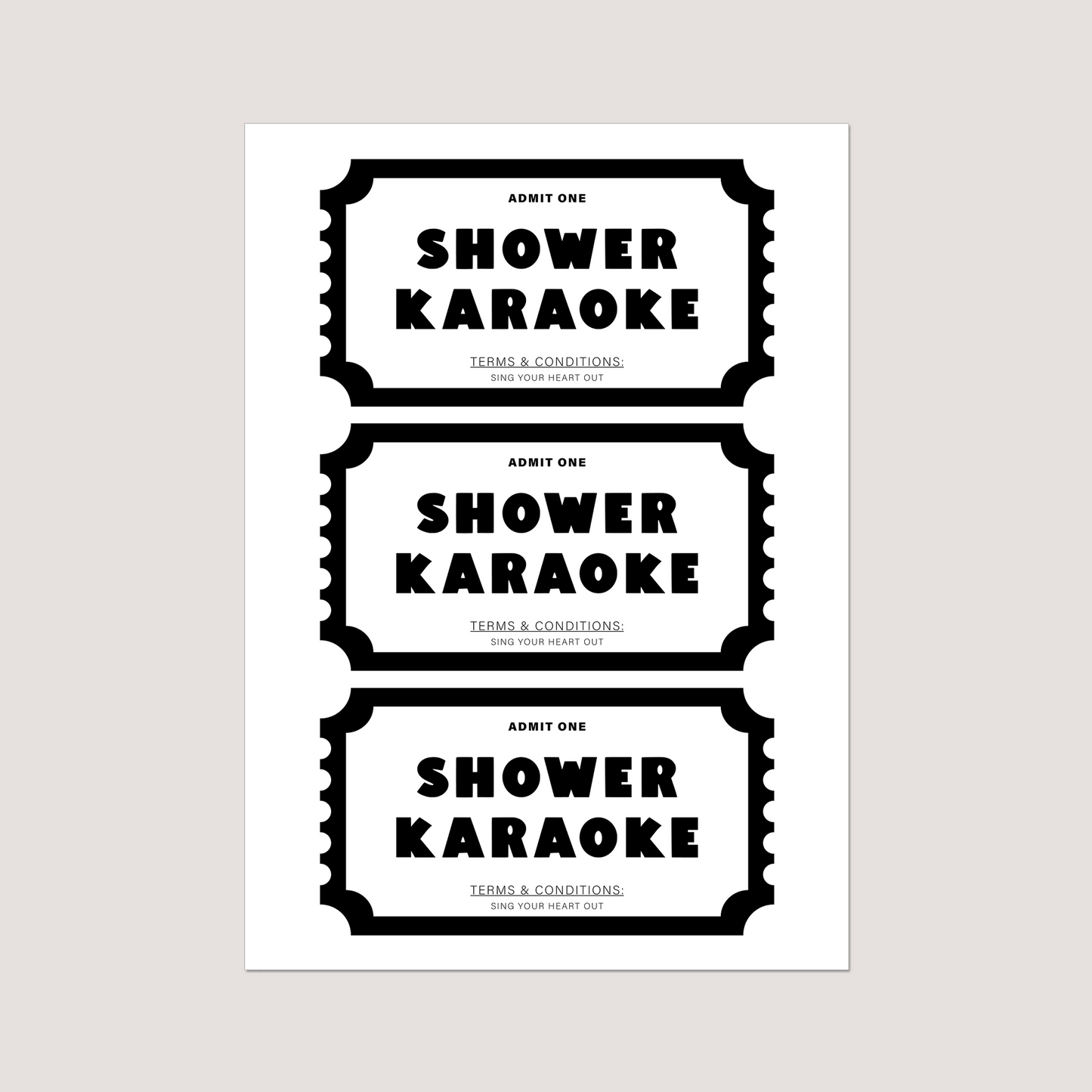 'Shower Karaoke Ticket' Art Print