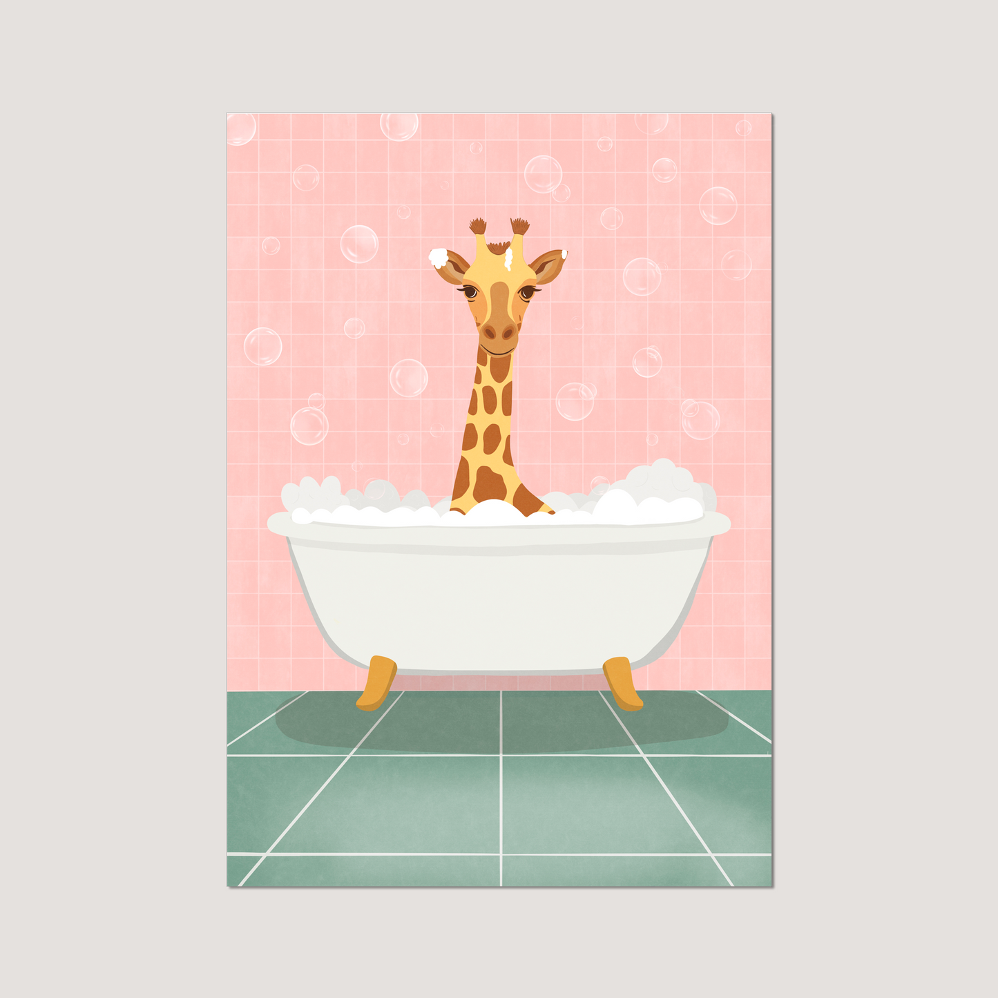 'Bubble Bath Giraffe' Art Print