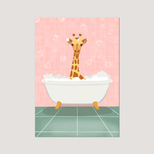 'Bubble Bath Giraffe' Art Print